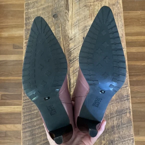 Franco Sarto Rosa Marmo Faux Leather Heeled Boots - Size 7 - Picture 6 of 16